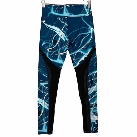 Fabletics Women's Cherise Wavelength Print Green Black Mesh Panel Leggings XS - Picture 8 of 8